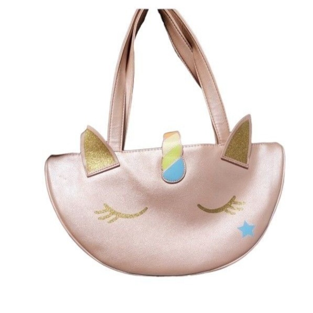 Luv Betsey Under One Sky Metallic Unicorn Purse Medium PU Pink Zip Top